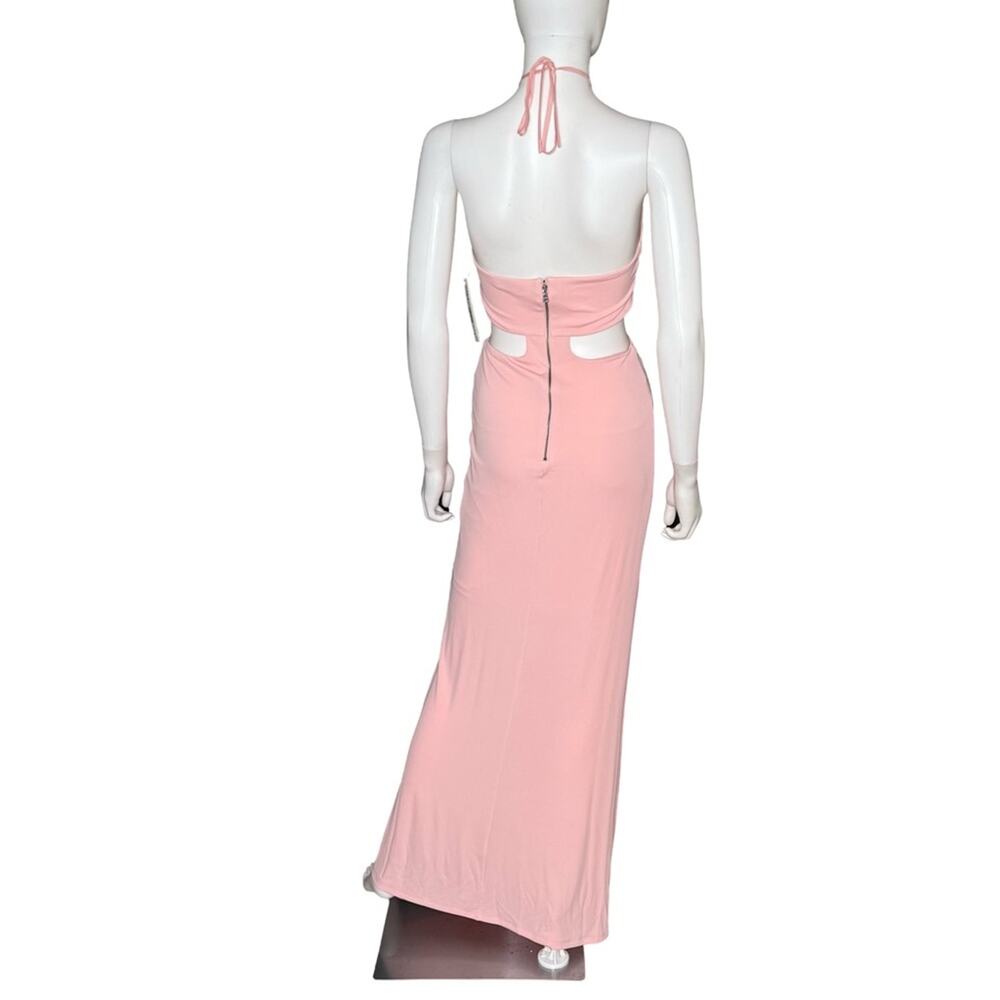 Alice + Olivia Marguerite Cutout Jersey Halterneck Maxi Dress English Rose Sz 6 - Picture 5 of 8